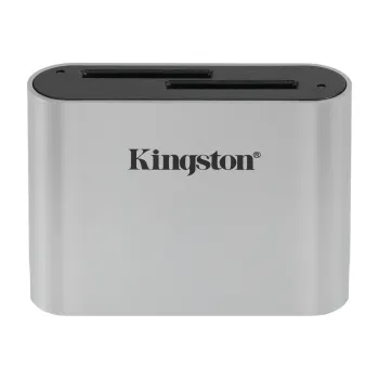 Lector de Tarjetas Kingston Workflow SD Reader - 2 Tarjetas SD - USB 3.2 - Negro con Plata - WFS-SD