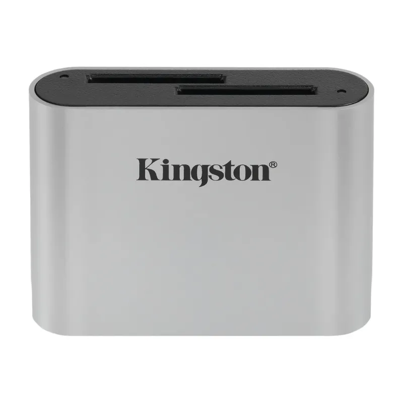 Lector de Tarjetas Kingston Workflow SD Reader - 2 Tarjetas SD - USB 3.2 - Negro con Plata - WFS-SD