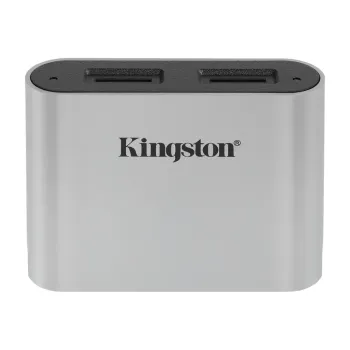 Lector de Tarjetas Kingston Workflow microSD Reader - 2 Tarjetas microSD - USB 3.2 - Negro con Plata - WFS-SDC
