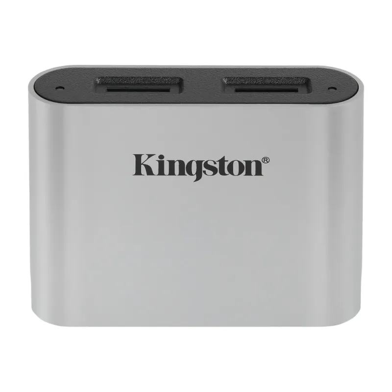 Lector de Tarjetas Kingston Workflow microSD Reader - 2 Tarjetas microSD - USB 3.2 - Negro con Plata - WFS-SDC