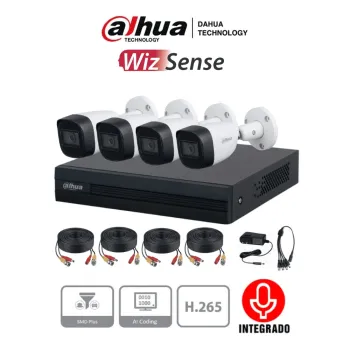 Dahua Kitxvr1B04-I+Hfw1200Cma- Kit De 4 Canales De 2 Megapixeles Con Audio/ Dvr Cooper-I Wizsense/ H.265+/ 4 Camaras Metalicas Con Microfono Integrado - - KITXVR1B04-I+HFW1200CMA