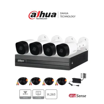 Dahua Kitxvr1B04H-I+4B2A51 - Kit De 4 Canales De 5 Mp/ Dvr Cooper-I Wizsense/ Con Ia/ 4 Camaras B2A51 Metalicas/ 4 Canales + 1 Ip O Hasta 5 Canales Ip - - KIT/XVR1B04H-I/4-B2A51N-0280B-S2