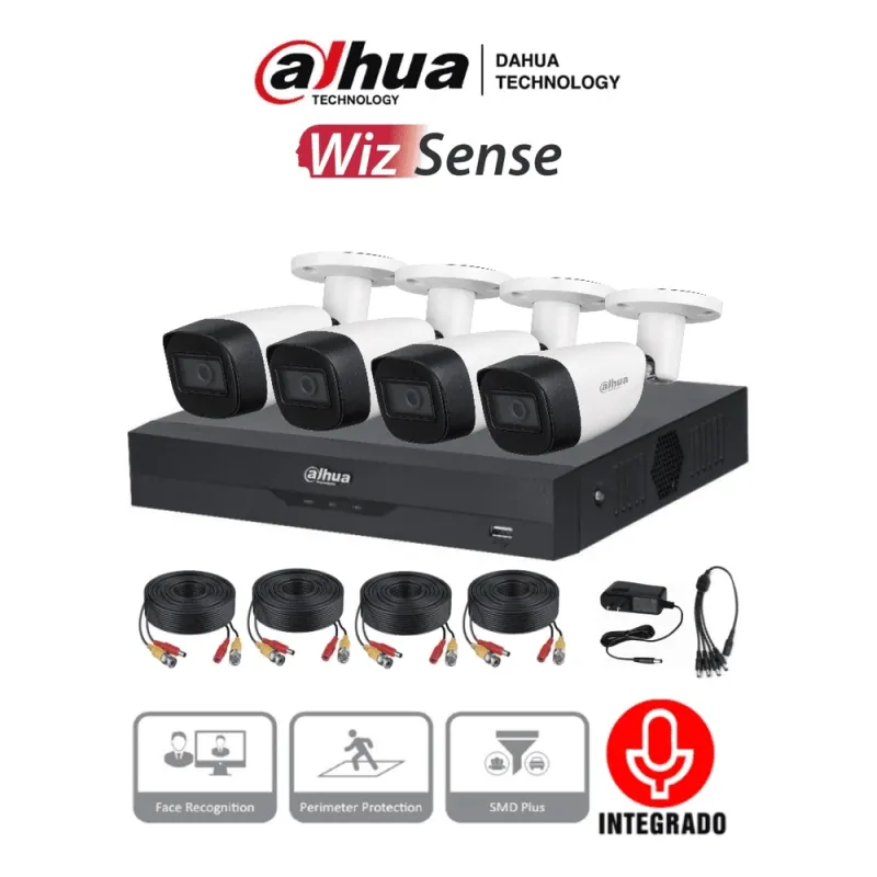 Kit De Videovigilancia Dahua Technology Dh-Kit/Xvr5104Hs-4Kl-I3/4-Hfw1500Cmn-A-0280B-S2 - Interior Y Exterior, Alámbrico, 4, 2880 X 1620 Pixeles, 5 Mp - KITXVR5104HS4KLI3+4HFW1500CMA