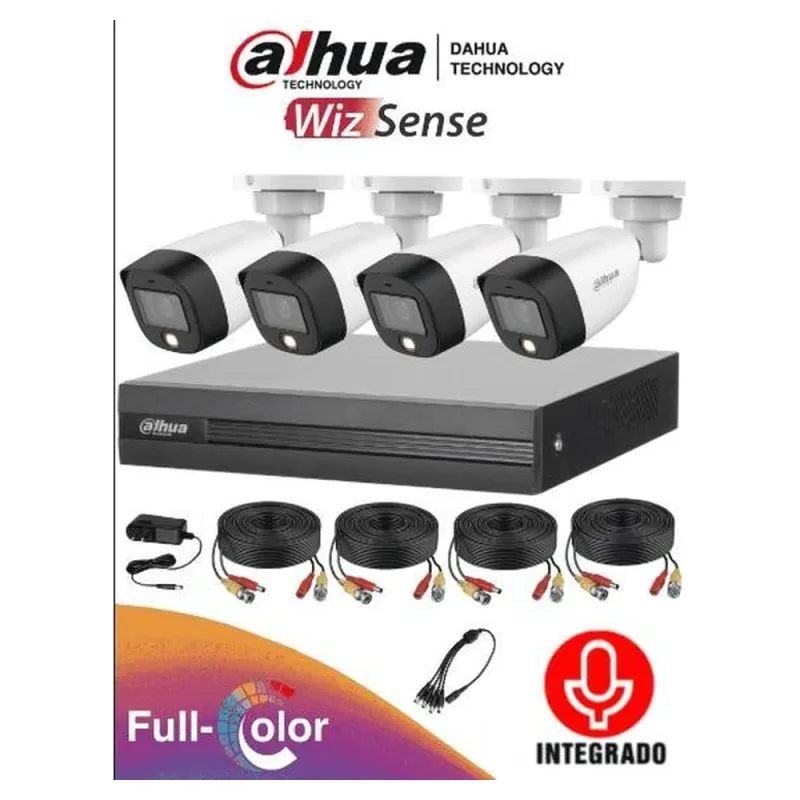 Kit De Videovigilancia Dahua Technology Fullcolorkit-A - Exterior, Alámbrico, 4, 1920 X 1080 Pixeles, 2 Mp - KIT/XVR1B04-I/4-HFW1239CN-A-LED-0280B