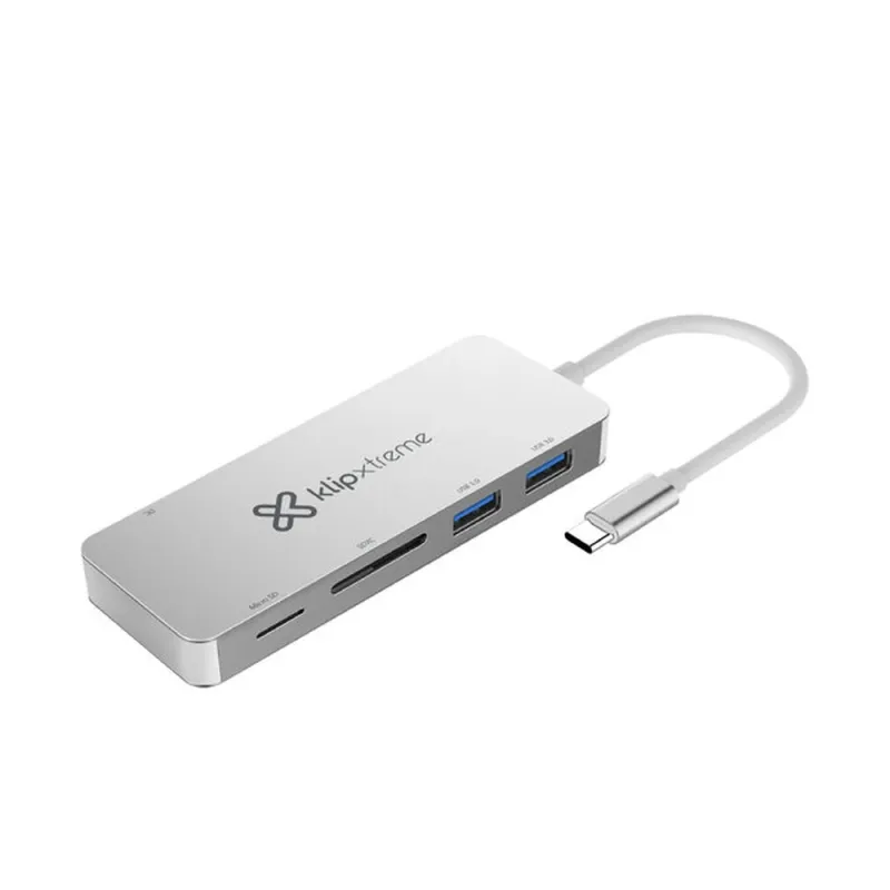 HUB Klip Xtreme KCR-500 - USB 3.0/USB-C a Lector de Tarjeta - Tarjeta SD - MicroSD - KCR-500