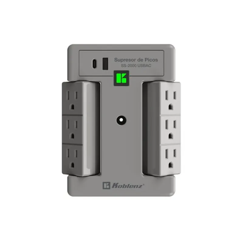 Supresor de Picos Koblenz SS-2000 USBAC - 6 Contactos - 1x USB-A - 1xUSB-C - 2000 Joules - 00-5361-00-1