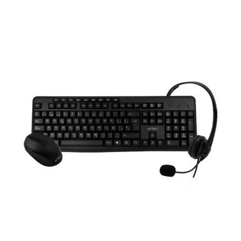 Kit De Teclado Y Mouse Acteck Kt30 Inalámbricos Usb Multimedia Diadema Con Micrófono - AC-931687