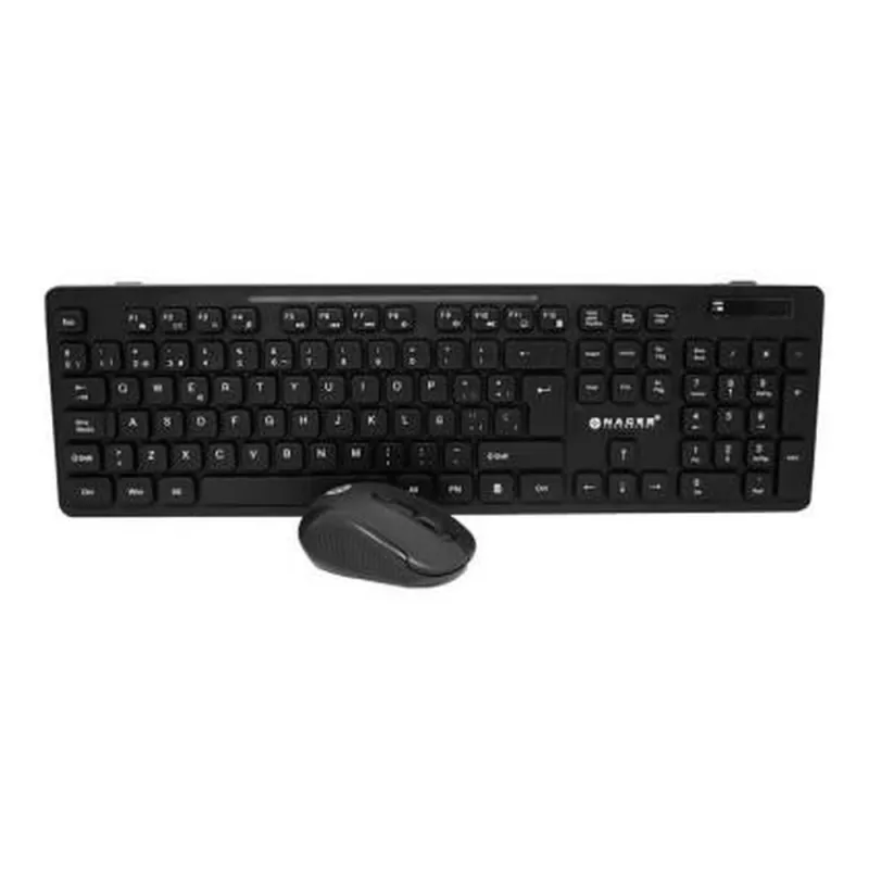 Kit De Teclado Y Mouse Naceb Na 0123 Inalámbrico Receptor Usb Español Negro - NA-0123