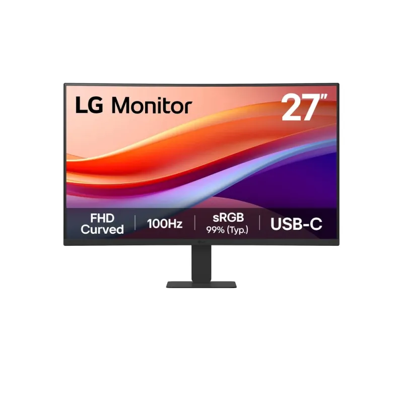 Monitor LG 27U421A-B Curvo 27 Pulgadas FHD Panel VA 100Hz 5ms GTG HDR10 sRGB 99% USB-C HDMI Brillo 250 nits Contraste 3000:1 Radio 1500R VESA 100x100mm Ideal para Oficina y Entretenimiento - 27U421A-B