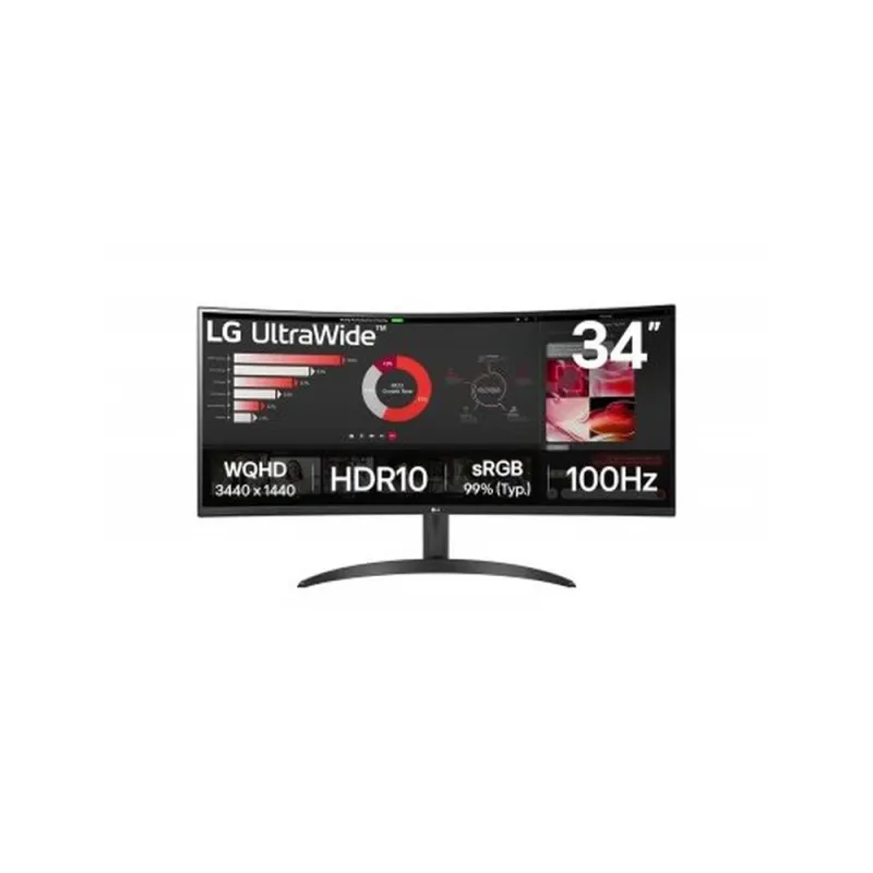 Monitor Gamer LG 34WR50QK - 34" - UltraWide QHD - 100Hz - HDMI - DisplayPort - Curvo - 34WR50QK