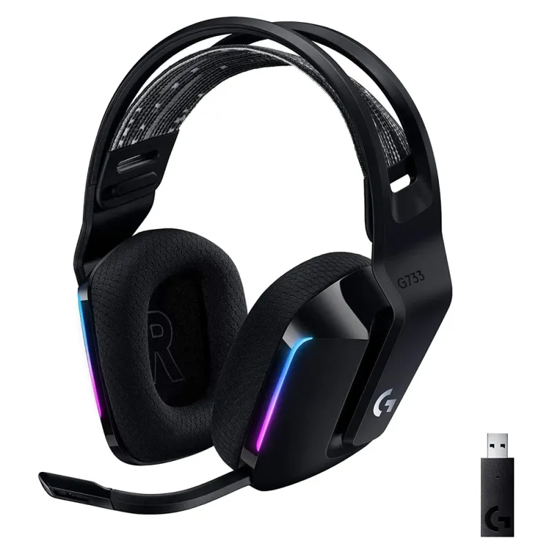Diadema Gamer Logitech G733 Lightspeed Rgb Inalámbrico Usb Micrófono Extraíble Rgb Negro - 981-000863