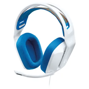 Diadema Gamer Logitech G335 - Alámbrico - Micrófono - Blanco con Azul - 981-001017