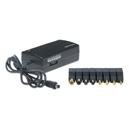 Adaptador Universal de Corriente Manhattan - Voltaje Ajustable - 7 niveles de salida - Para Laptops - 70 W - 100854 Adaptador Universal de Corriente Manhattan - Voltaje Ajustable - 7 niveles de salida - Para Laptops - 70 W - 100854