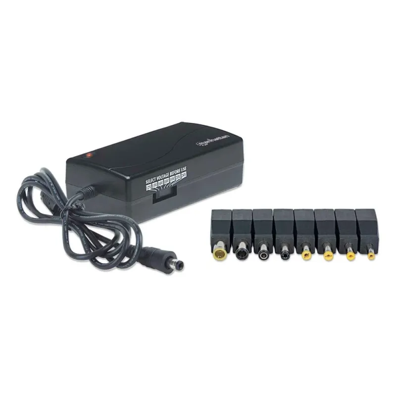 Adaptador Universal de Corriente Manhattan - Voltaje Ajustable - 7 niveles de salida - Para Laptops - 70 W - 100854