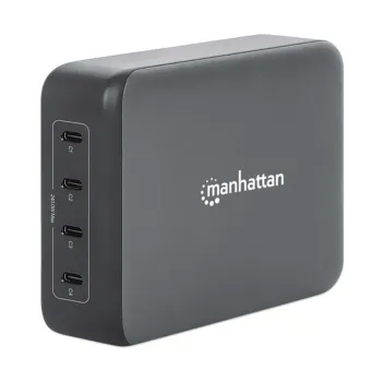 Estación de Carga Manhattan 102667 - 4 Puertos USB-C - 240W Max - Negro - 102667