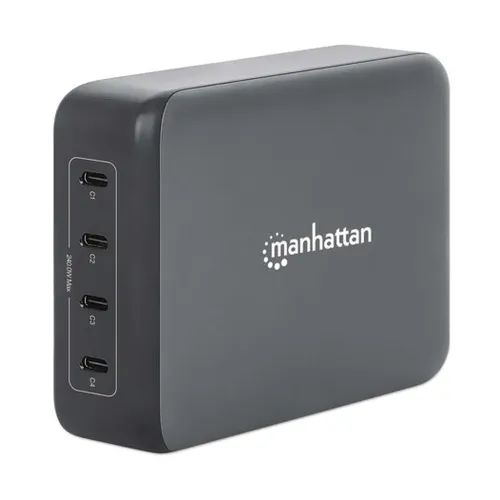Estación de Carga Manhattan 102667 - 4 Puertos USB-C - 240W Max - Negro - 102667 Estación de Carga Manhattan 102667 - 4 Puertos USB-C - 240W Max - Negro - 102667