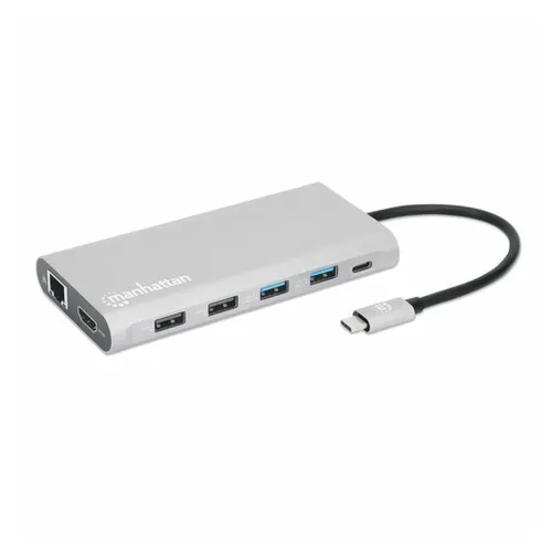 Docking Station Manhattan 130660 - USB-C a 2x USB 2.0 / 2x USB 3.0 / USB-C / Lector SD/Micro SD / 3x HDMI / Ethernet - 130660