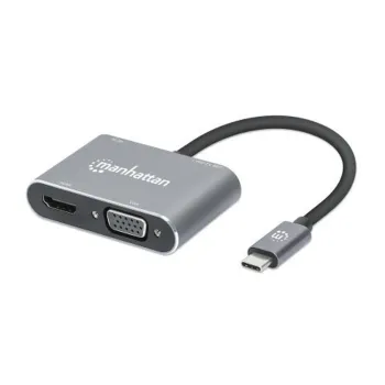 Convertidor de Vídeo Manhattan 130691 - HDMI/VGA/USB-C/USB 3.2 a USB-C - Plata - 130691
