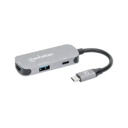 Docking Station Manhattan 130707 - USB-C/USB/HDMI - Plata - 130707 Docking Station Manhattan 130707 - USB-C/USB/HDMI - Plata - 130707