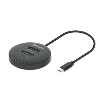 Estación de Clonación Manhattan 130752 - 2 Puertos M.2 Nvme - USB-C - Negro - 130752