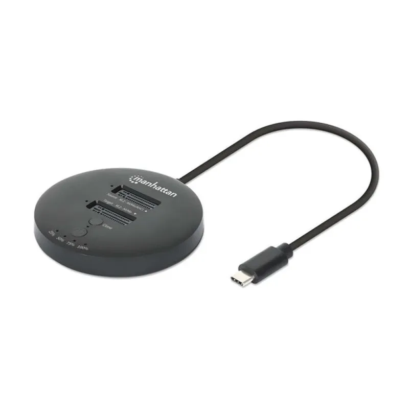 Estación de Clonación Manhattan 130752 - 2 Puertos M.2 Nvme - USB-C - Negro - 130752