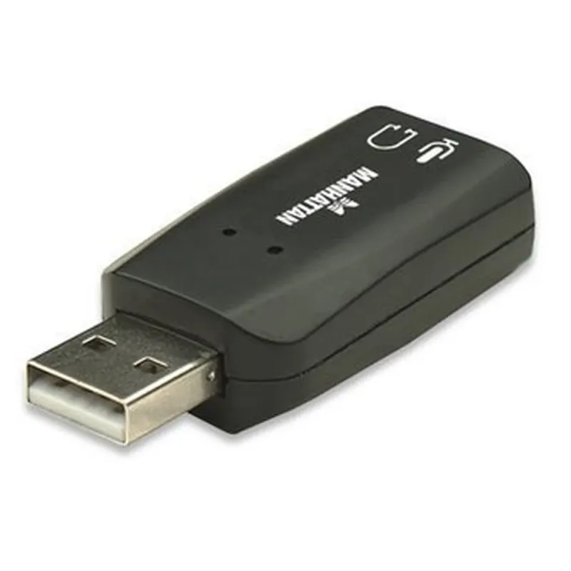 Adaptador de Audio Manhattan - USB 2.0 a Tarjeta de Sonido 5.1 - Negro - 150859