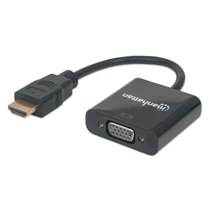 Convertidor Manhattan HDMI a VGA - 22cm - Macho/ Hembra - Negro - 151467