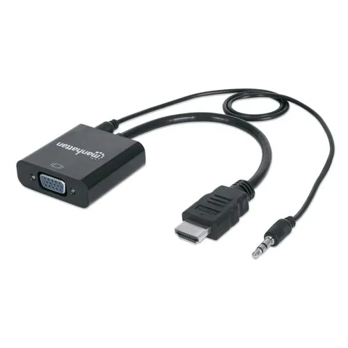 Convertidor Manhattan HDMI a VGA - Audio - Negro - 151559 Convertidor Manhattan HDMI a VGA - Audio - Negro - 151559