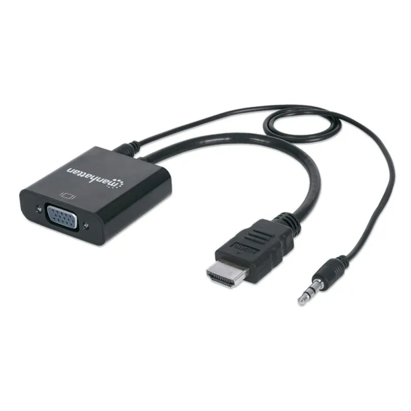 Convertidor Manhattan HDMI a VGA - Audio - Negro - 151559