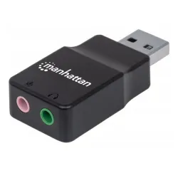 Adaptador Manhattan - USB 2.0 a Tarjeta de Sonido 2.1 - Negro - 152754 Adaptador Manhattan - USB 2.0 a Tarjeta de Sonido 2.1 - Negro - 152754