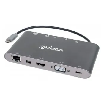 Docking Station Manhattan 152808 - 7-1 USB-C a HDMI - VGA - RJ45 - Mini DP - 3 USB - 3.5mm - Lector SD - 152808