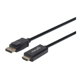 Cable Manhattan 153195 - DisplayPort a HDMI - 1 M - Resoluciones de video Ultra-HD - Negro - 153195 Cable Manhattan 153195 - DisplayPort a HDMI - 1 M - Resoluciones de video Ultra-HD - Negro - 153195