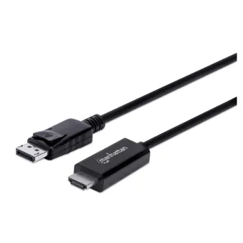 Cable Manhattan 153218 - DisplayPort a HDMI - 3 Mts - Resoluciones de video Ultra-HD - Negro - 153218