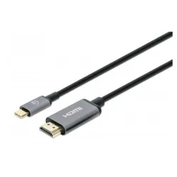 Cable Manhattan 153607 - USB-C a HDMI - 2m - Negro con Plata - 153607 Cable Manhattan 153607 - USB-C a HDMI - 2m - Negro con Plata - 153607