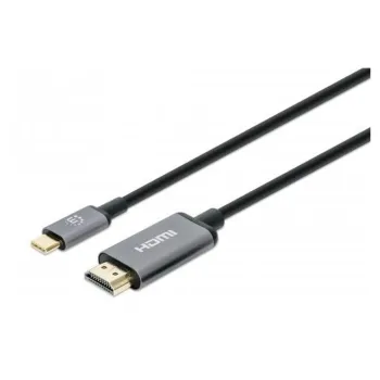 Cable Manhattan 153607 - USB-C a HDMI - 2m - Negro con Plata - 153607