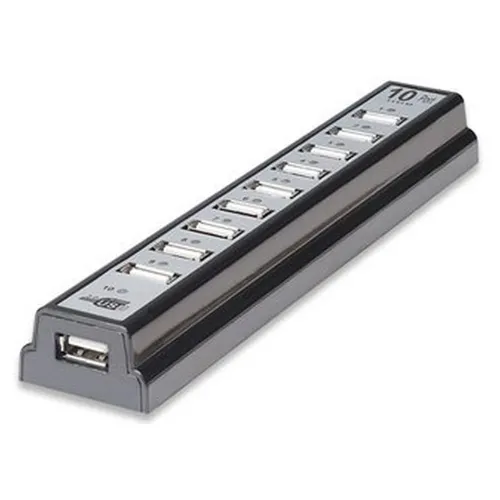HUB USB de Escritorio Manhattan - 10 Puertos - Con Fuente - 161572