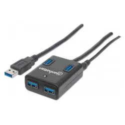 Hub Manhattan USB 3.0 - 4 Puertos - Con Fuente - 162302 Hub Manhattan USB 3.0 - 4 Puertos - Con Fuente - 162302