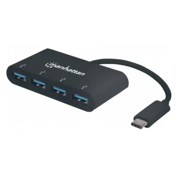 Hub Manhattan 162746 - USB-C - 4 Puertos - USB 3.0 - Negro - 162746