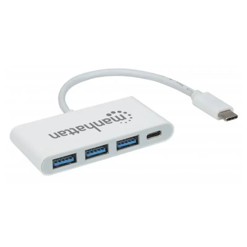 Hub Manhattan 163552 - USB-C - 3x USB-A - Blanco - 163552