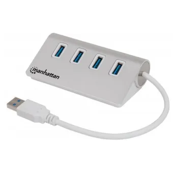 Hub Manhattan 163767 - 4 Puertos - USB 3.0 - Blanco - 163767