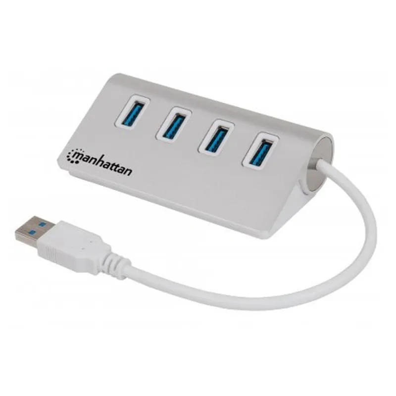 Hub Manhattan 163767 - 4 Puertos - USB 3.0 - Blanco - 163767