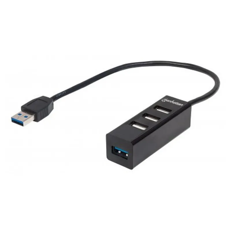 Hub USB Manhattan 163828 - 4 Puertos - Negro  - 163828