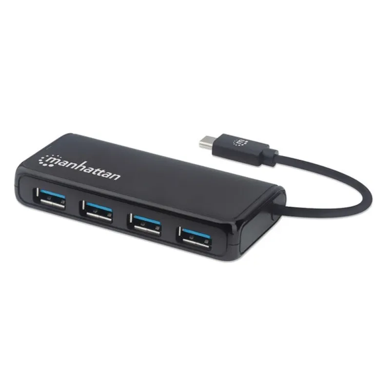 Hub USB Manhattan 164924 - 4 Puertos - USB 3.2 - Conector USB-C - 164924