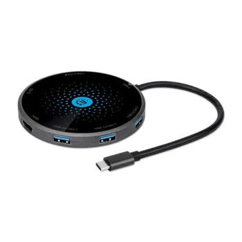 Docking Station Manhattan 166560 - USB-C a HDMI/USB 3.2/Lector de Tarjetas - Carga Inalámbrica - 166560