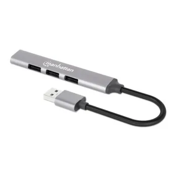 Hub USB Manhattan 168427 - USB-A a 4xUSB-A - Gris - 168427