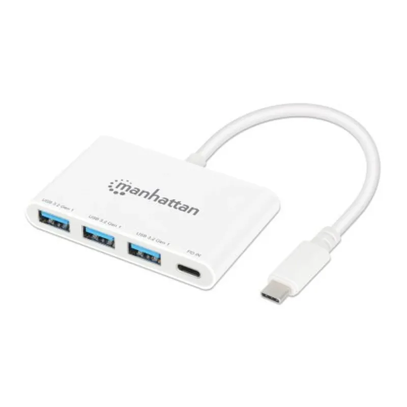 HUB USB Manhattan 168434 - 3x USB - USB-C - Blanco - 168434