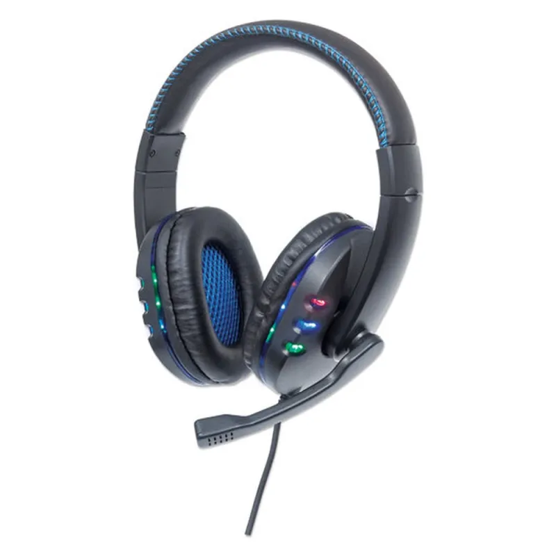 Diadema Gamer Manhattan - Alámbrico - Micrófono - Negro con Azul - 176088