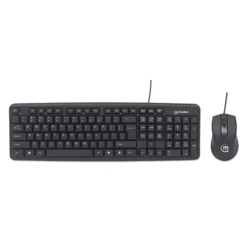 Kit de Teclado y Mouse Manhattan 178464 - Alámbrico - USB - Negro  - 178464