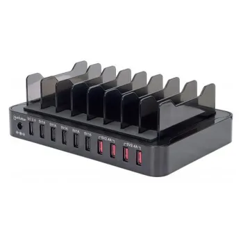 Estación de Carga Manhattan 180009 - 10 Puertos - USB 2.0 - Negro - 180009