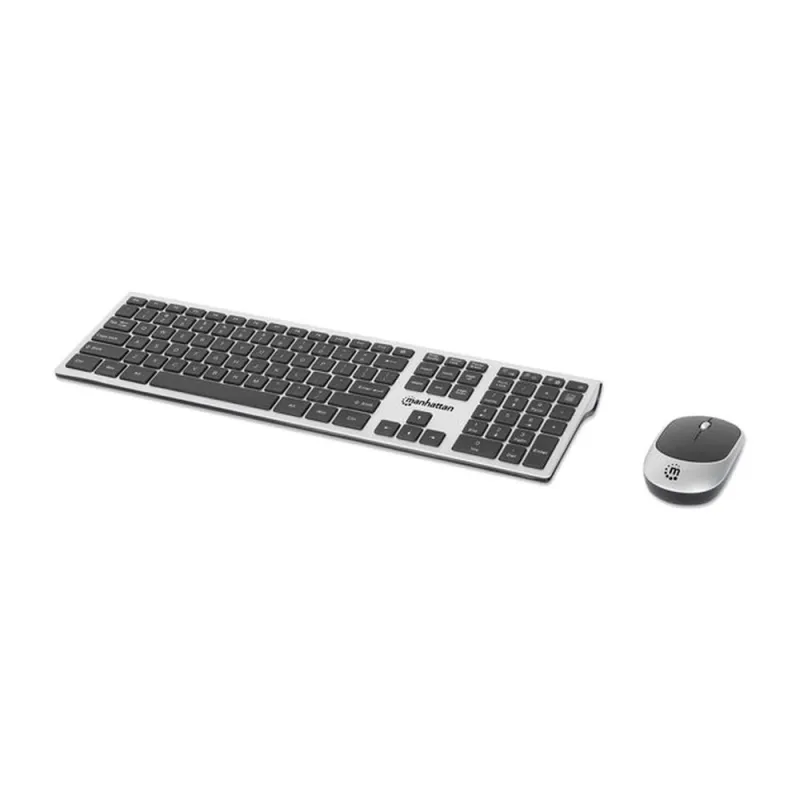 Kit Teclado y Mouse Manhattan 180788 - Inalámbrico - Plata con Negro - 180788